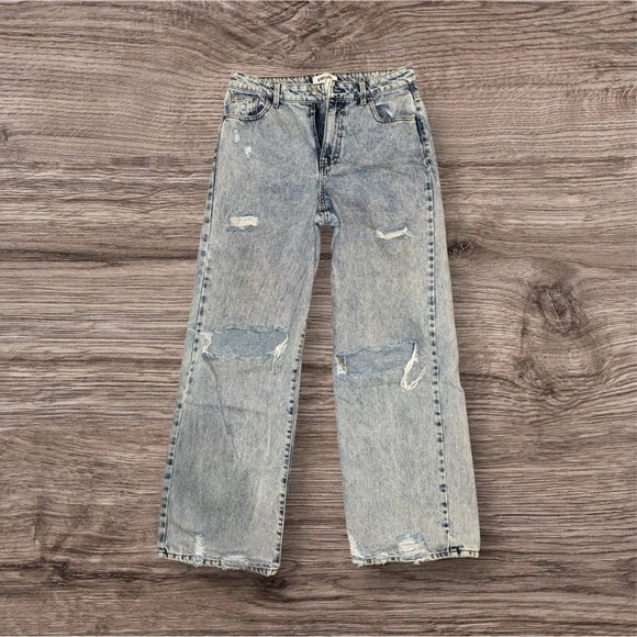 RSQ Denim - RSQ Women’s Distressed Wide Leg Jeans Light Wash Denim Size 32x31 Y2K Baggy
